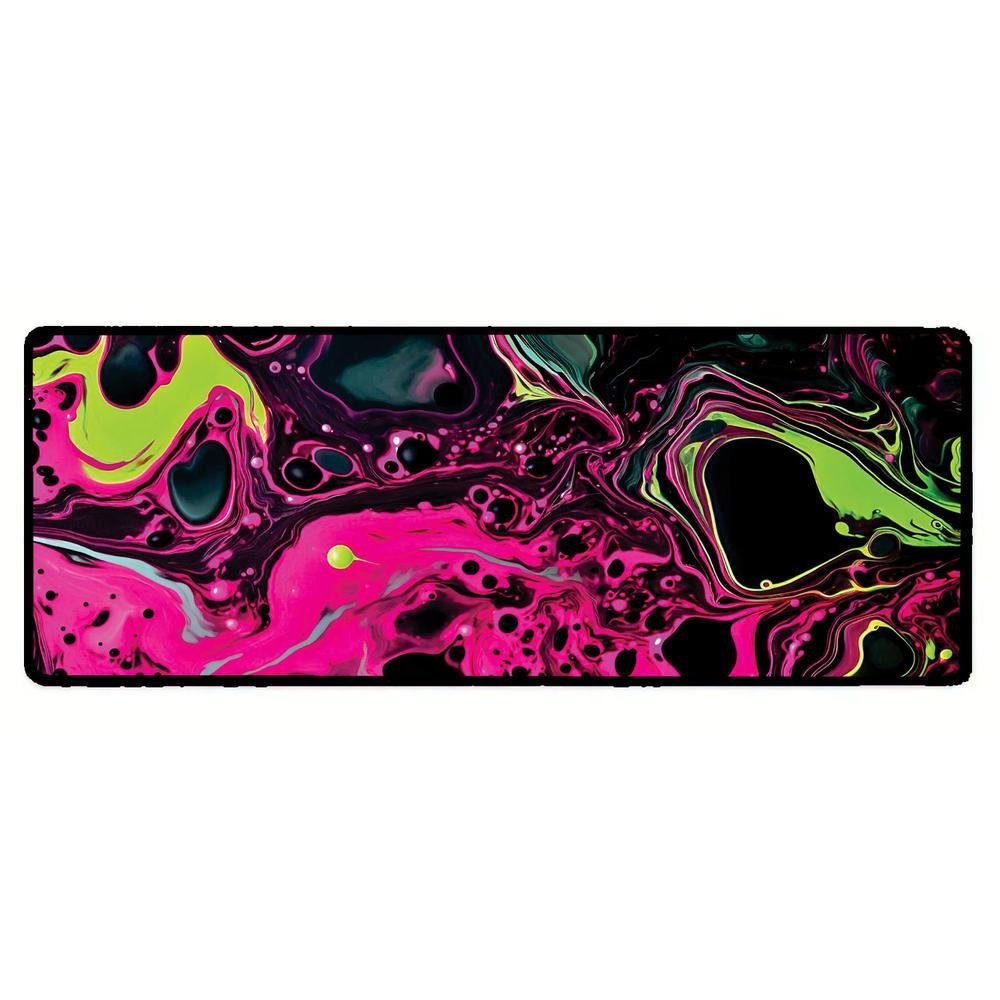 Imagem 2 de 3 do produto Mouse Pad Gamer Speed Extra Grande Desk Pad Profissional Premium Com Borda Costurada 60x30 - Liquid Neon Rosa Verde