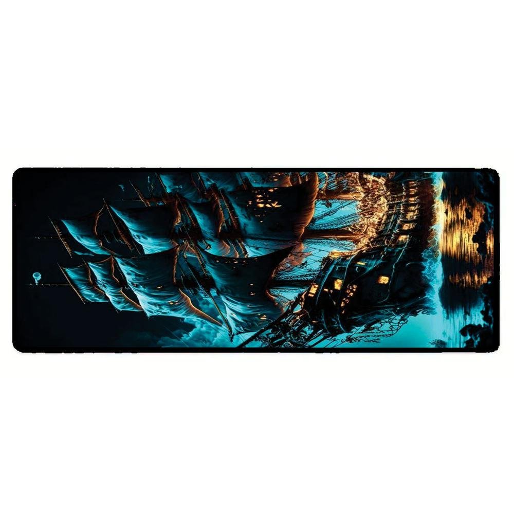Mouse Pad Gamer Speed Extra Grande Desk Pad Profissional Premium Com Borda Costurada 120x60  - Perola Negra