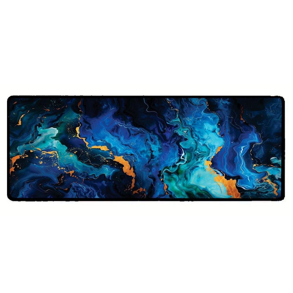 Mouse Pad Gamer Speed Extra Grande Desk Pad Profissional Premium Com Borda Costurada 70x30  - Liquid Azul
