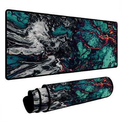 Mouse Pad Gamer Speed Extra Grande Desk Pad Profissional Premium Com Borda Costurada 90x50 - Liquid Verde Cinza