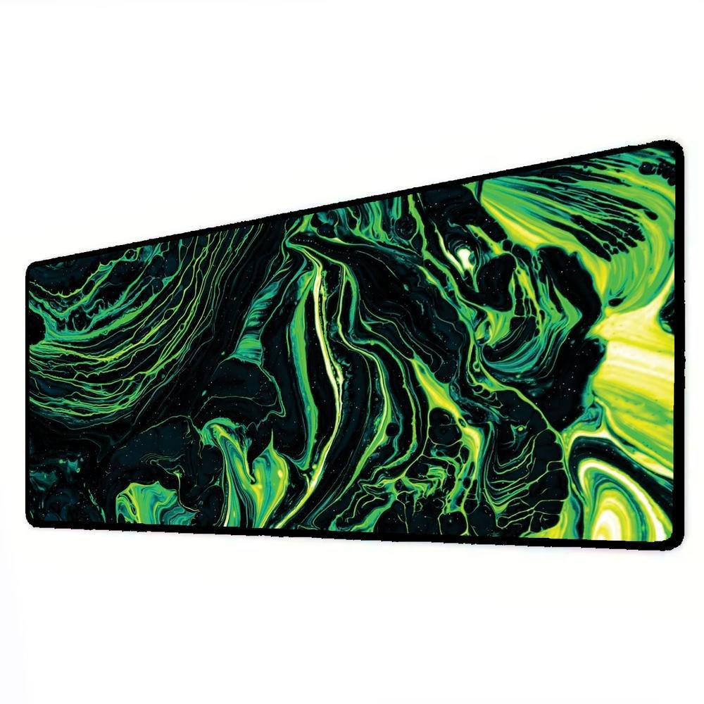 Imagem 2 de 3 do produto Mouse Pad Gamer Speed Extra Grande Desk Pad Profissional Premium Com Borda Costurada 100x50  - Abstrato Verde Preto