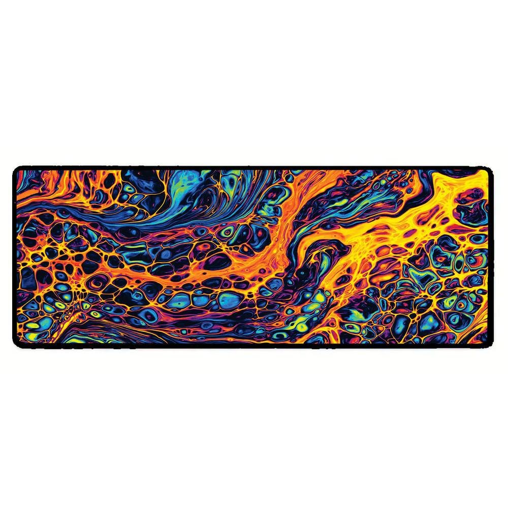 Mouse Pad Gamer Speed Extra Grande Desk Pad Profissional Premium Com Borda Costurada 120x40  - Liquid Neon Laranja
