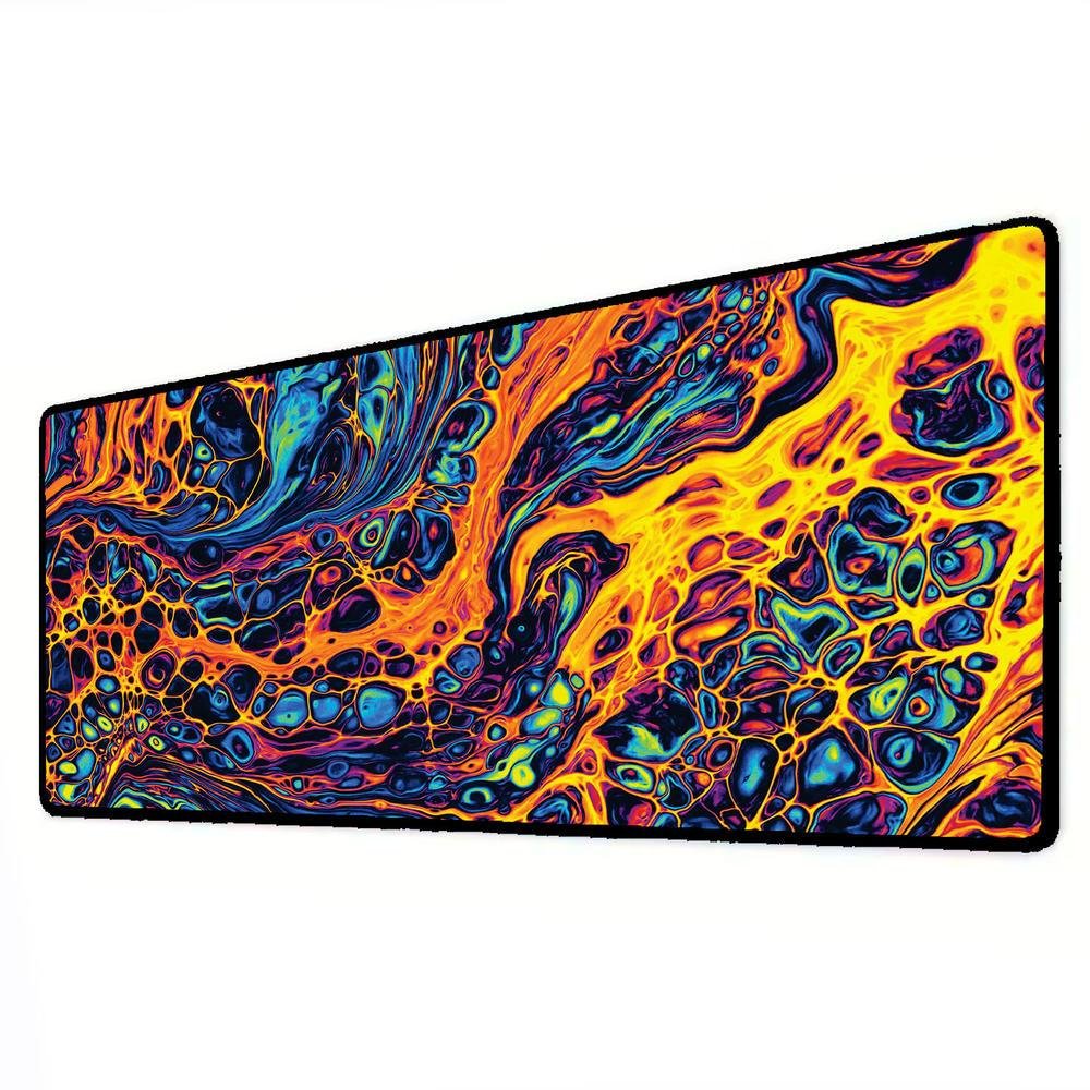 Mouse Pad Gamer Speed Extra Grande Desk Pad Profissional Premium Com Borda Costurada 120x40  - Liquid Neon Laranja