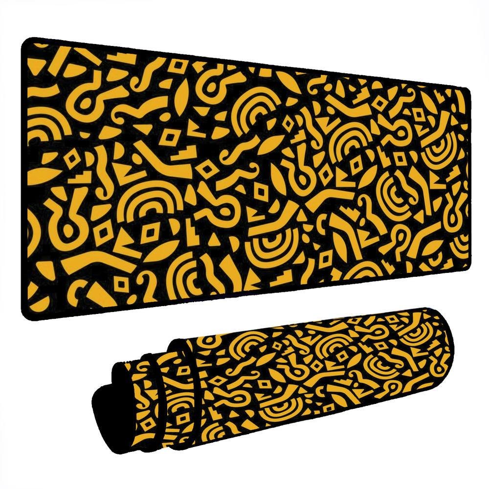 Mouse Pad Gamer Speed Extra Grande Desk Pad Profissional Premium Com Borda Costurada 120x40 - Formas Amarelo Preto Mouse Pad Gamer Speed Extra Grande Desk Pad Profissional Premium Com Borda Costurada 120x40 - Formas Amarelo Preto