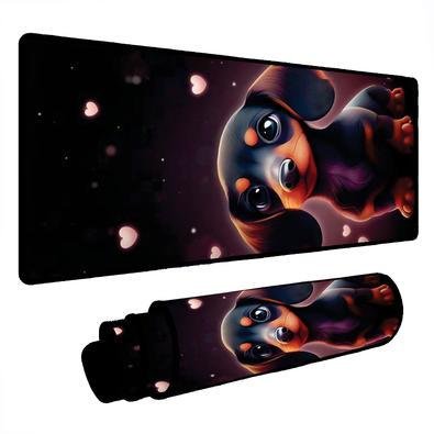 Mouse Pad Gamer Speed Extra Grande Desk Pad Profissional Premium Com Borda Costurada 60x30 - Cachorrinho Corações