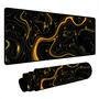 Mouse Pad Gamer Speed Extra Grande Desk Pad Profissional Premium Com Borda Costurada 90x40  - Geológico Preto Dourado