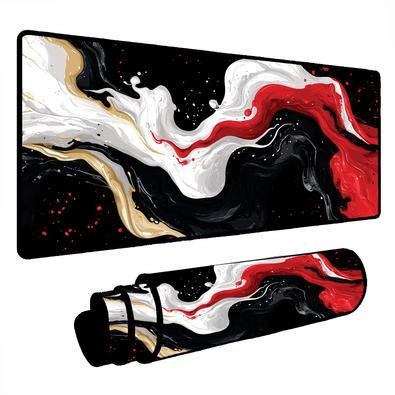 Mouse Pad Gamer Speed Extra Grande Desk Pad Profissional Premium Com Borda Costurada 120x40  - Pintura Branco E Vermelho