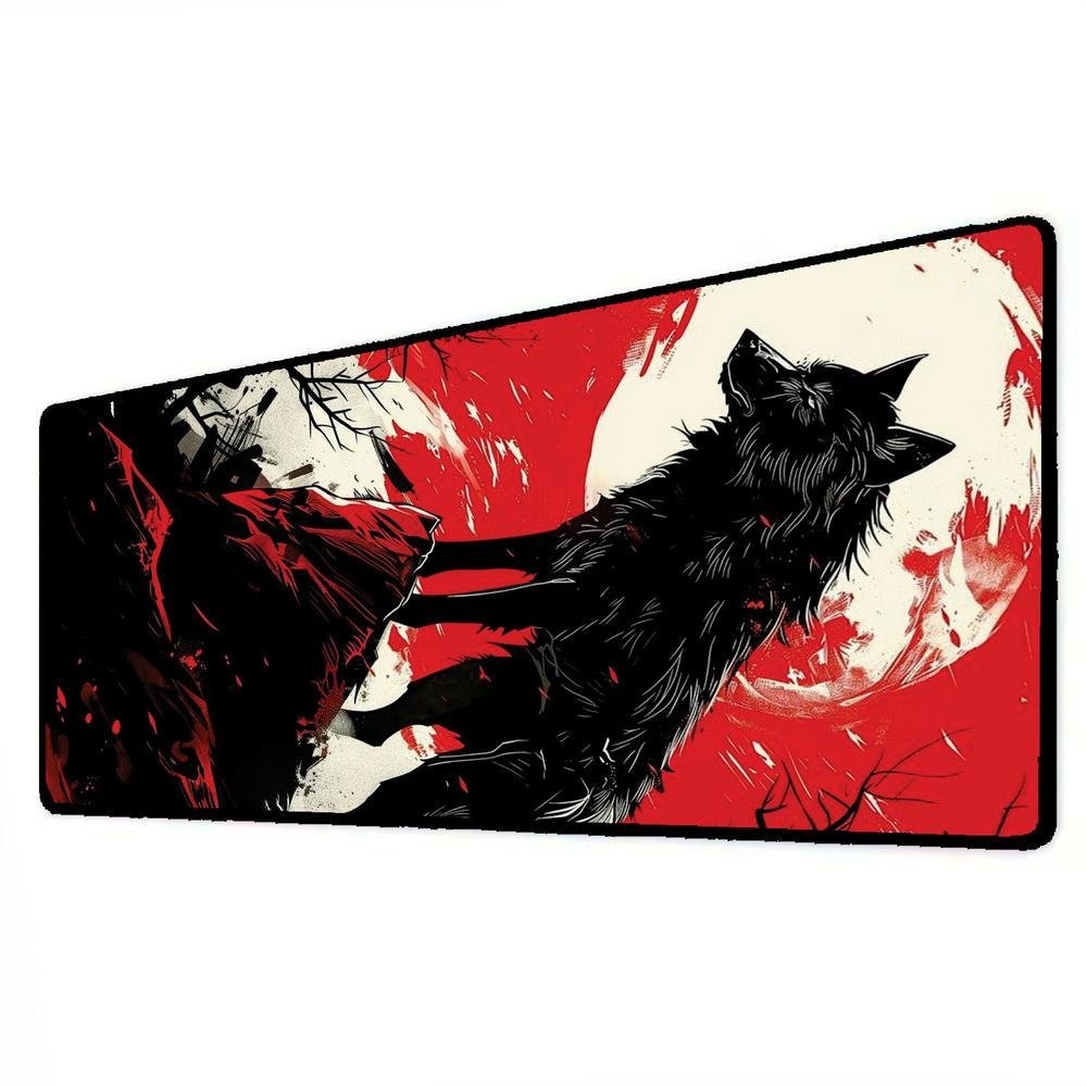 Imagem 2 de 3 do produto Mouse Pad Gamer Speed Extra Grande Desk Pad Profissional Premium Com Borda Costurada 120x40  - Lobo Lua