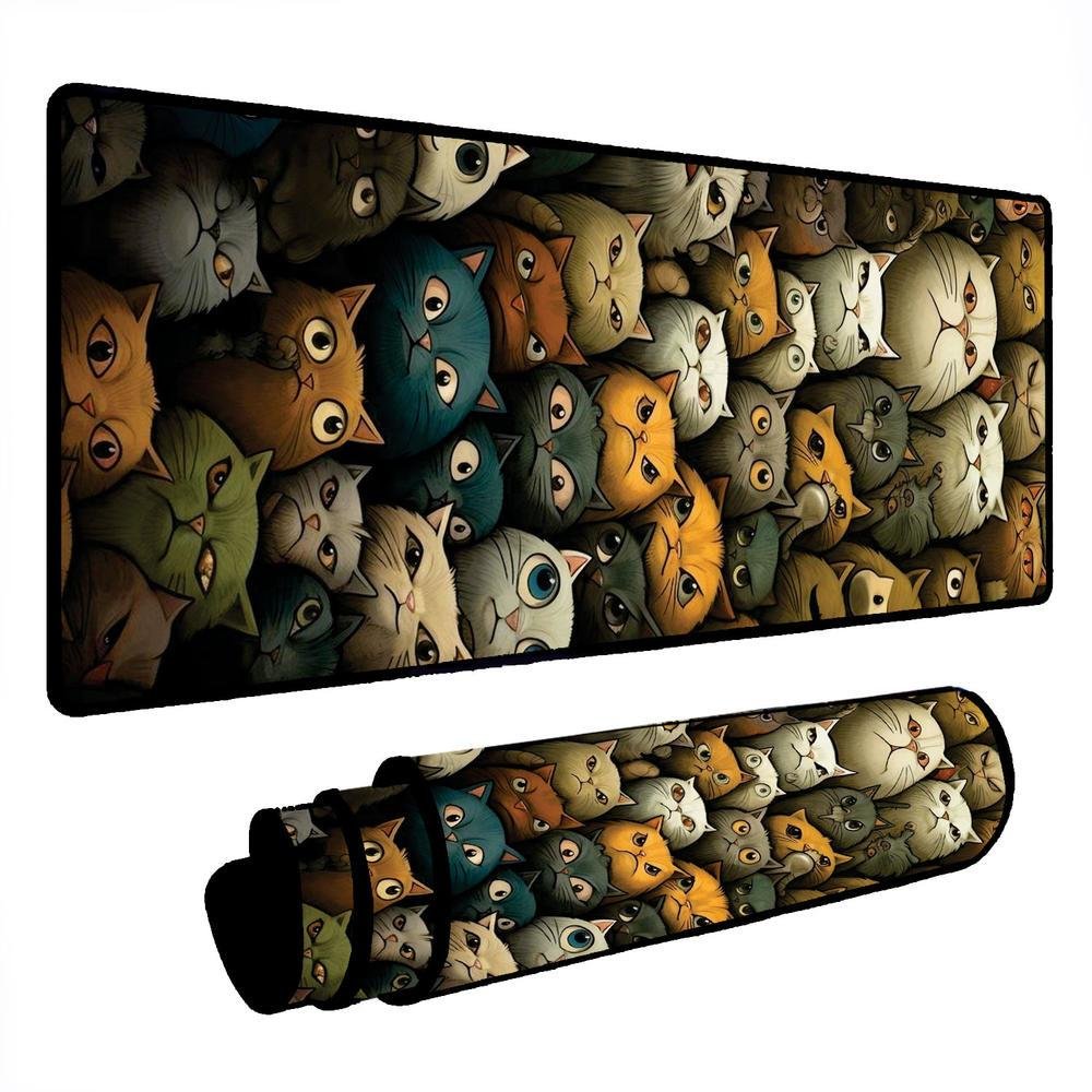 Mouse Pad Gamer Speed Extra Grande Desk Pad Profissional Premium Com Borda Costurada 70x35 - Angry Cats Mouse Pad Gamer Speed Extra Grande Desk Pad Profissional Premium Com Borda Costurada 70x35 - Angry Cats
