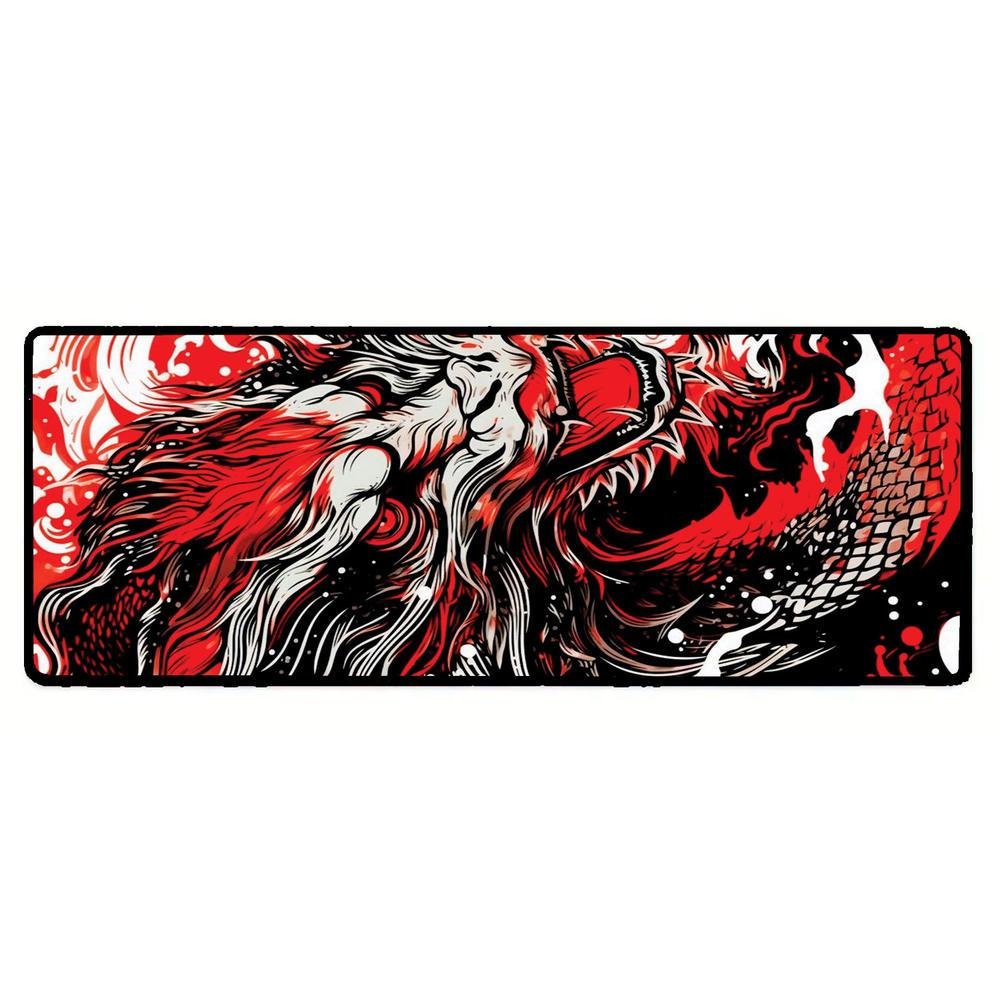 Mouse Pad Gamer Speed Extra Grande Desk Pad Profissional Premium Com Borda Costurada 70x35 - Dragão De Olhos Vermelhos Mouse Pad Gamer Speed Extra Grande Desk Pad Profissional Premium Com Borda Costurada 70x35 - Dragão De Olhos Vermelhos