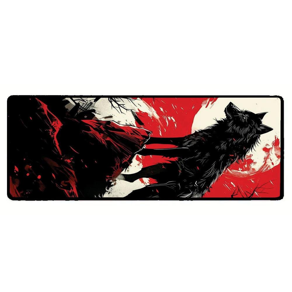 Imagem 2 de 3 do produto Mouse Pad Gamer Speed Extra Grande Desk Pad Profissional Premium Com Borda Costurada 70x30  - Lobo Lua