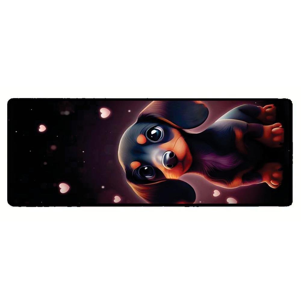 Imagem 3 de 3 do produto Mouse Pad Gamer Speed Extra Grande Desk Pad Profissional Premium Com Borda Costurada 100x50  - Cachorrinho Corações