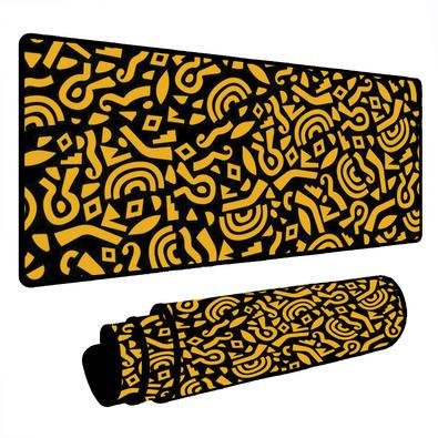 Mouse Pad Gamer Speed Extra Grande Desk Pad Profissional Premium Com Borda Costurada 100x50  - Formas Amarelo Preto