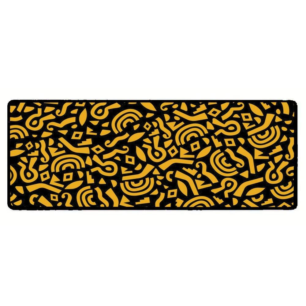Imagem 2 de 3 do produto Mouse Pad Gamer Speed Extra Grande Desk Pad Profissional Premium Com Borda Costurada 90x40  - Formas Amarelo Preto