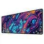 Mouse Pad Gamer Speed Extra Grande Desk Pad Profissional Premium Com Borda Costurada 80x40  - Liquid Azul Laranja