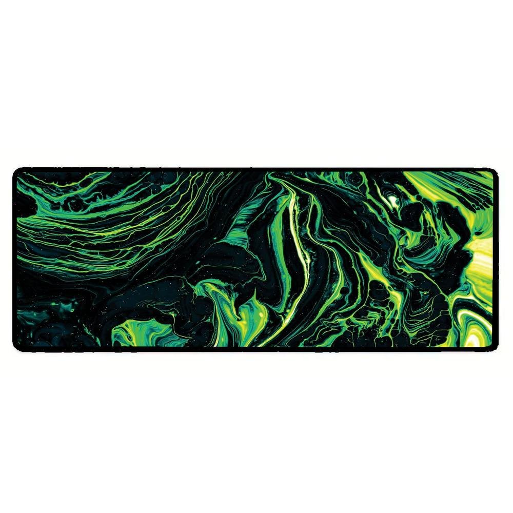 Imagem 2 de 3 do produto Mouse Pad Gamer Speed Extra Grande Desk Pad Profissional Premium Com Borda Costurada 60x30 - Abstrato Verde Preto