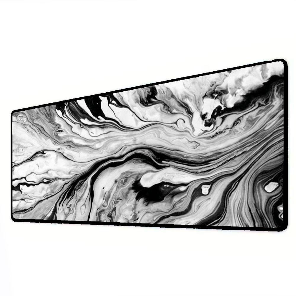 Imagem 2 de 3 do produto Mouse Pad Gamer Speed Extra Grande Desk Pad Profissional Premium Com Borda Costurada 80x40  - Liquid Cinza Preto