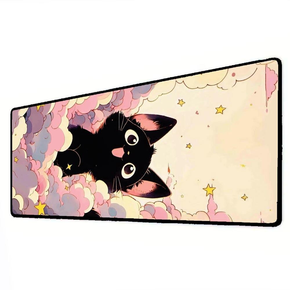 Mouse Pad Gamer Speed Extra Grande Desk Pad Profissional Premium Com Borda Costurada 100x50 - Gatinho Preto Mouse Pad Gamer Speed Extra Grande Desk Pad Profissional Premium Com Borda Costurada 100x50 - Gatinho Preto