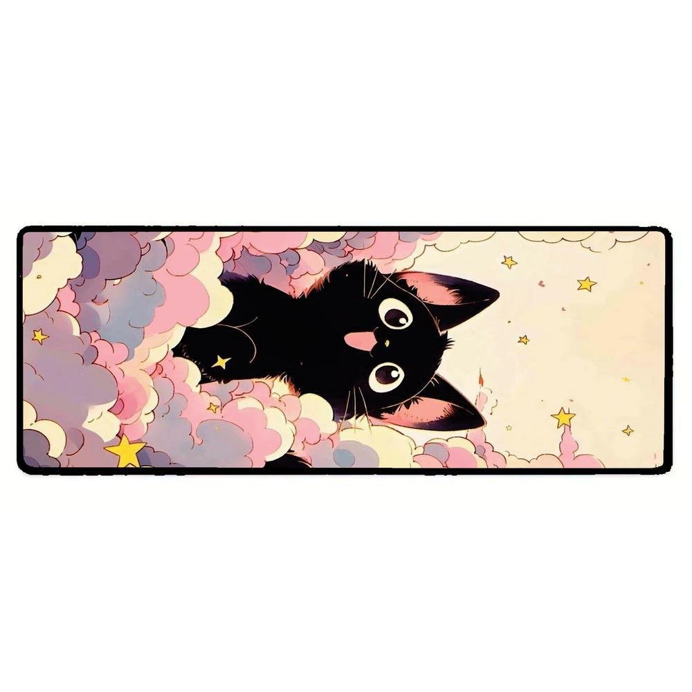 Mouse Pad Gamer Speed Extra Grande Desk Pad Profissional Premium Com Borda Costurada 100x50 - Gatinho Preto Mouse Pad Gamer Speed Extra Grande Desk Pad Profissional Premium Com Borda Costurada 100x50 - Gatinho Preto