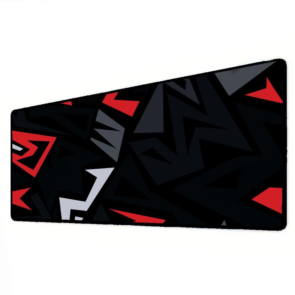 Mouse Pad Gamer Speed Extra Grande Desk Pad Profissional Premium Com Borda Costurada 120x40  - Formas Preto Vermelho