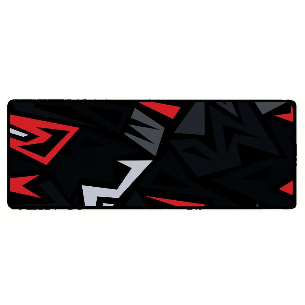 Mouse Pad Gamer Speed Extra Grande Desk Pad Profissional Premium Com Borda Costurada 120x40  - Formas Preto Vermelho