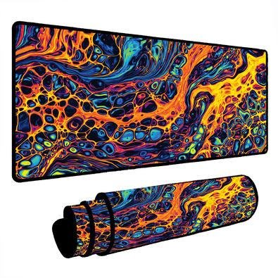 Mouse Pad Gamer Speed Extra Grande Desk Pad Profissional Premium Com Borda Costurada 90x50 - Liquid Neon Laranja