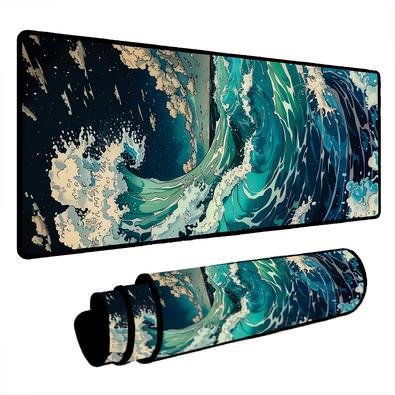 Mouse Pad Gamer Speed Extra Grande Desk Pad Profissional Premium Com Borda Costurada 120x40  - Onda Meia Noite