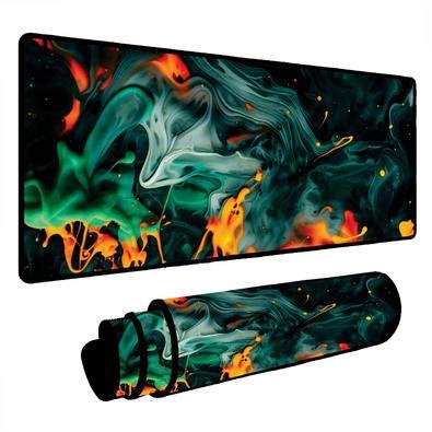 Mouse Pad Gamer Speed Extra Grande Desk Pad Profissional Premium Com Borda Costurada 90x50 - Liquid Verde-agua Amarelo
