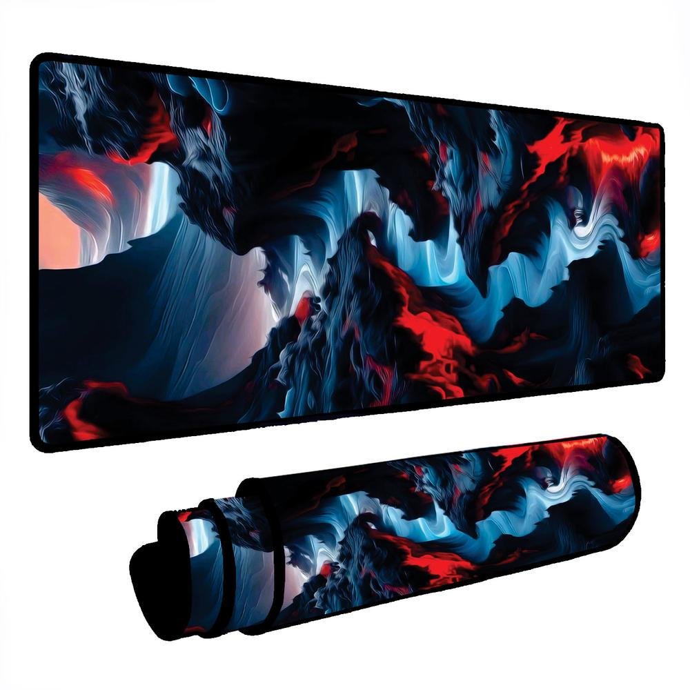 Mouse Pad Gamer Speed Extra Grande Desk Pad Profissional Premium Com Borda Costurada 100x50 - Aurora Azul Vermelho Mouse Pad Gamer Speed Extra Grande Desk Pad Profissional Premium Com Borda Costurada 100x50 - Aurora Azul Vermelho