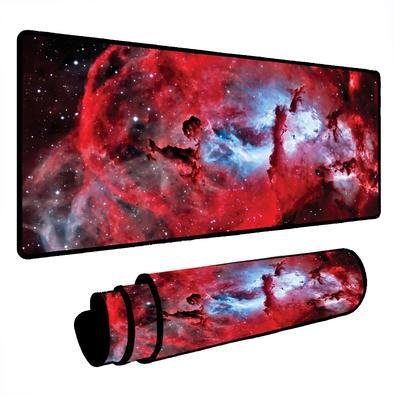 Mouse Pad Gamer Speed Extra Grande Desk Pad Profissional Premium Com Borda Costurada 70x30  - Nebulosa Vermelho