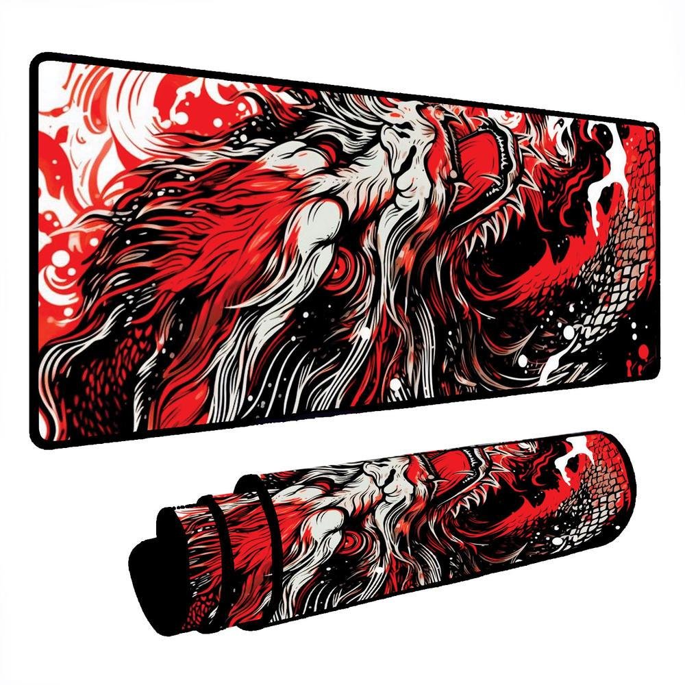 Mouse Pad Gamer Speed Extra Grande Desk Pad Profissional Premium Com Borda Costurada 90x50 - Dragão De Olhos Vermelhos Mouse Pad Gamer Speed Extra Grande Desk Pad Profissional Premium Com Borda Costurada 90x50 - Dragão De Olhos Vermelhos