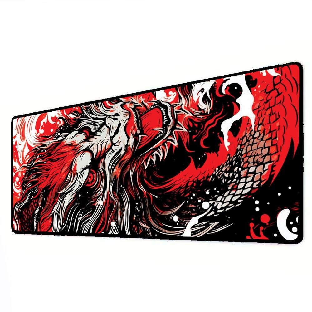 Mouse Pad Gamer Speed Extra Grande Desk Pad Profissional Premium Com Borda Costurada 90x50 - Dragão De Olhos Vermelhos Mouse Pad Gamer Speed Extra Grande Desk Pad Profissional Premium Com Borda Costurada 90x50 - Dragão De Olhos Vermelhos