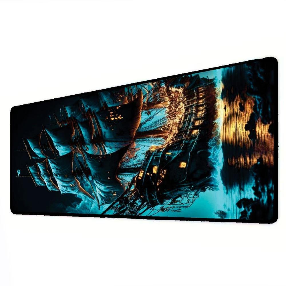 Imagem 3 de 3 do produto Mouse Pad Gamer Speed Extra Grande Desk Pad Profissional Premium Com Borda Costurada 90x50 - Perola Negra