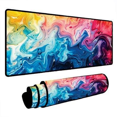 Mouse Pad Gamer Speed Extra Grande Desk Pad Profissional Premium Com Borda Costurada 70x35 - Liquid Colors