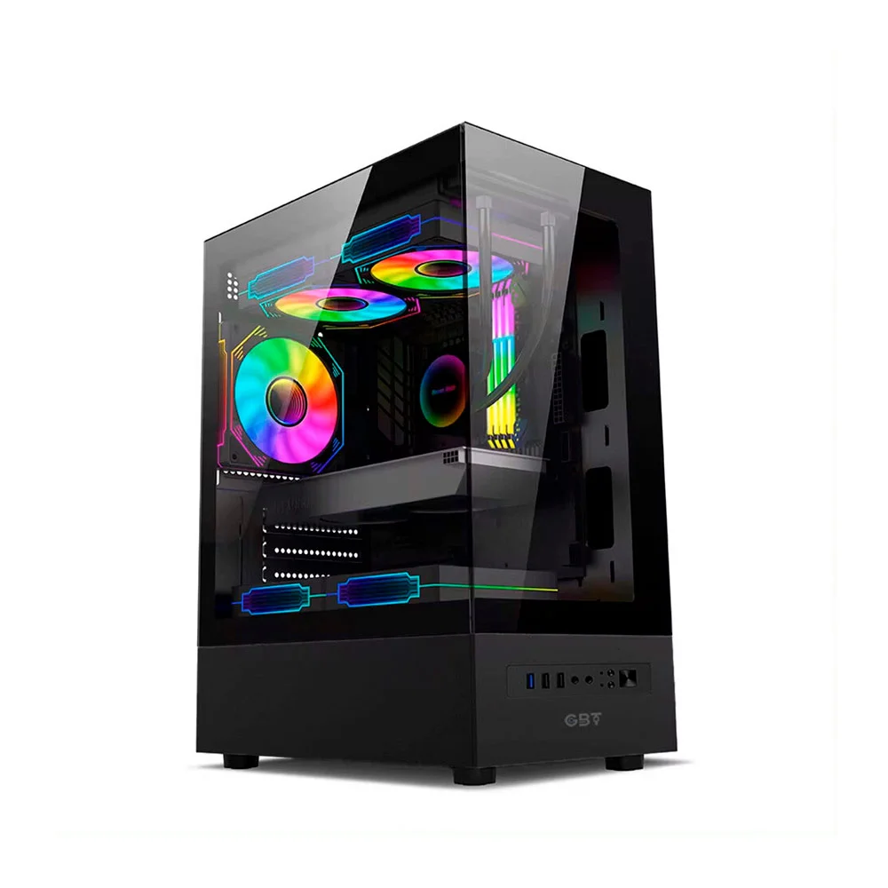 Gabinete Gamer Gbt X500mb, Frente E Lateral Em Vidro Temperado, Com 3 Fans Rainbow, Preto.