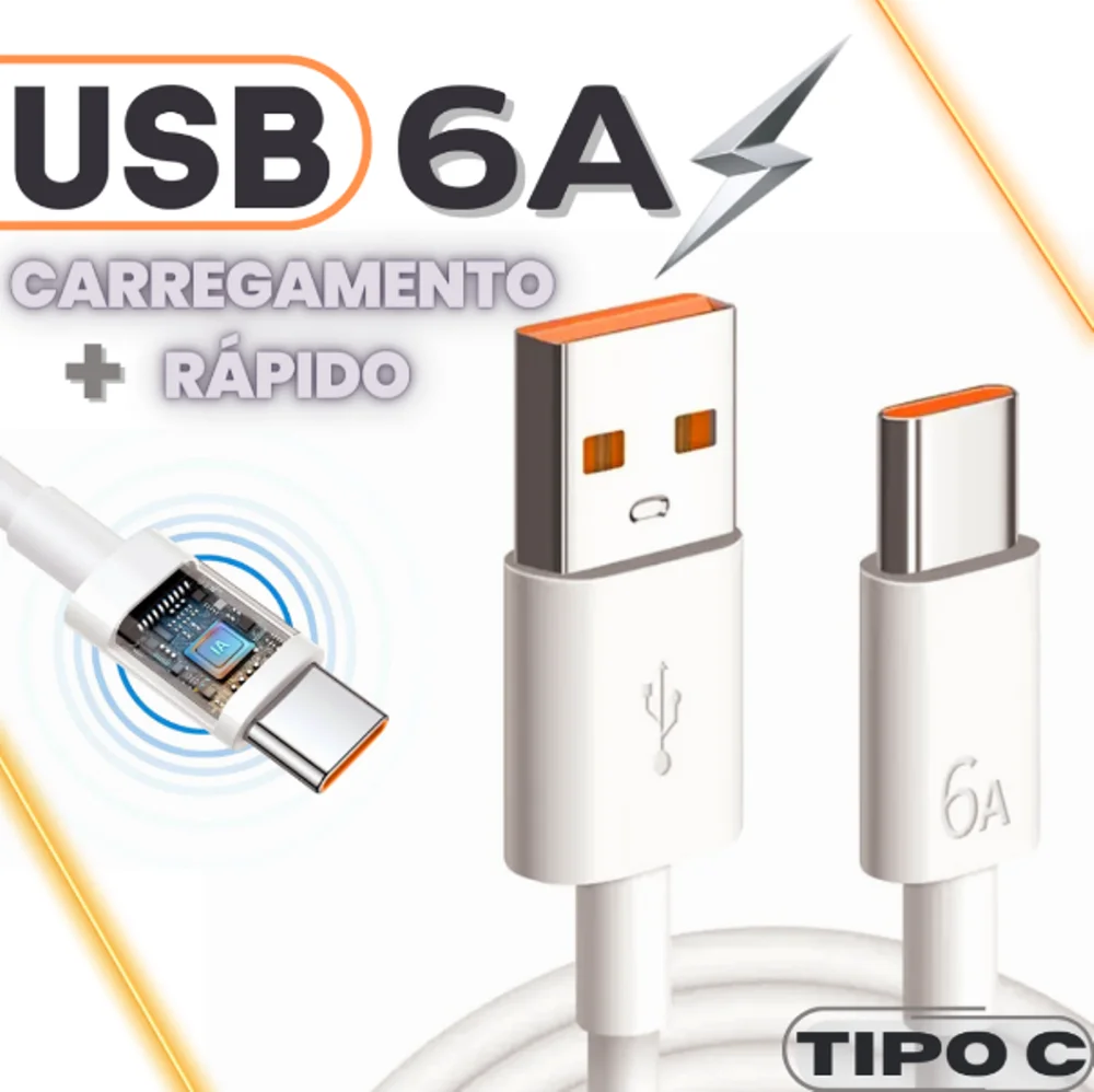 Imagem 3 de 4 do produto Cabo de Dados e Carregamento Rápido 6A USB Tipo C