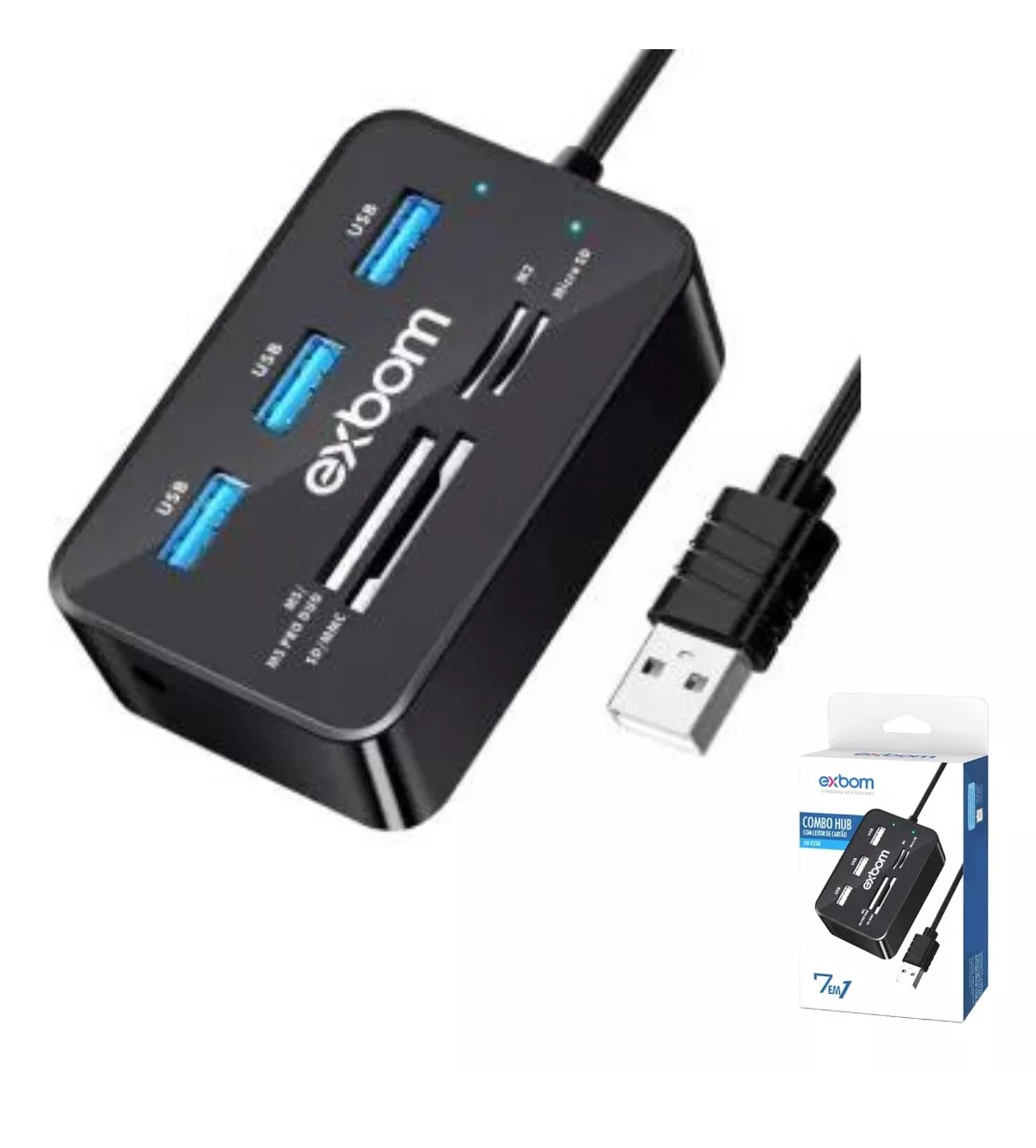 Hub 7 Em 1 Usb 2.0 Com Leitor De Cartão Uh-r230