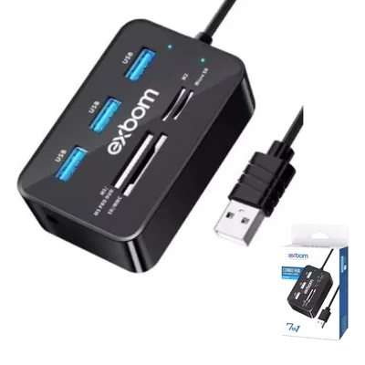 Hub 7 Em 1 Usb 2.0 Com Leitor De Cartão Uh-r230