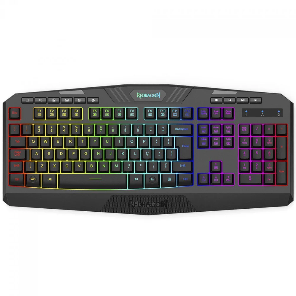 Teclado Gamer Redragon Harpe, Wireless, RGB, Membrana, Abnt2, Full-size, Preto, K503-ks Teclado Gamer Redragon Harpe, Wireless, RGB, Membrana, Abnt2, Full-size, Preto, K503-ks
