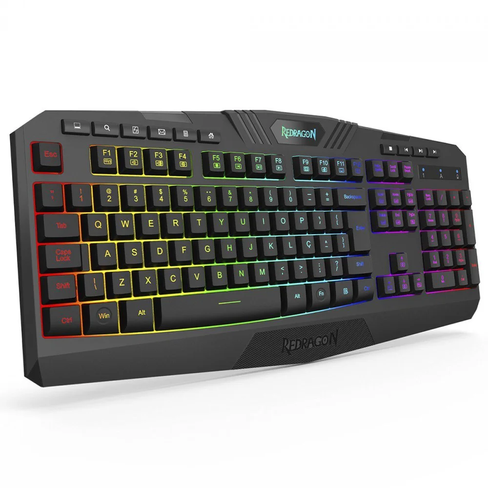 Teclado Gamer Redragon Harpe, Wireless, RGB, Membrana, Abnt2, Full-size, Preto, K503-ks Teclado Gamer Redragon Harpe, Wireless, RGB, Membrana, Abnt2, Full-size, Preto, K503-ks