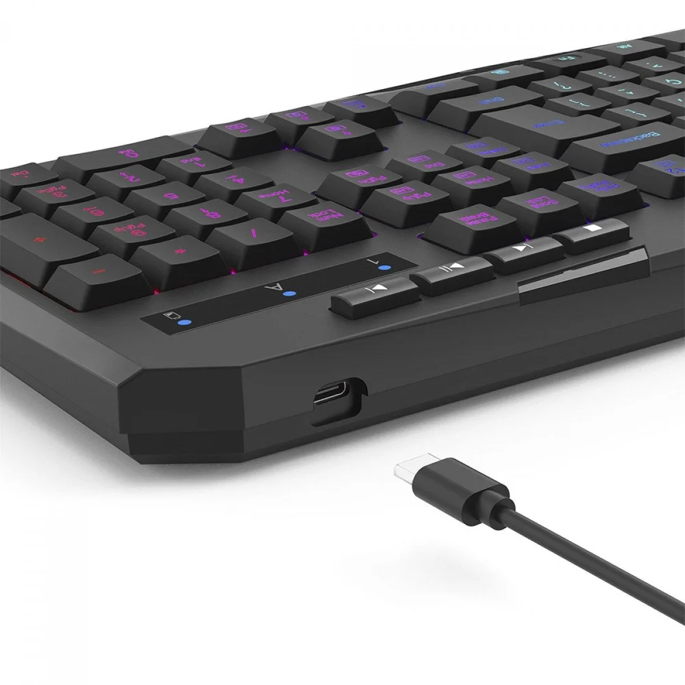 Teclado Gamer Redragon Harpe, Wireless, RGB, Membrana, Abnt2, Full-size, Preto, K503-ks Teclado Gamer Redragon Harpe, Wireless, RGB, Membrana, Abnt2, Full-size, Preto, K503-ks