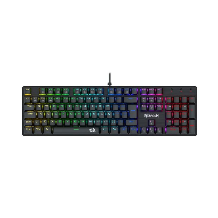 Teclado Mecânico Gamer Redragon Sindri Rainbow K671 Switch Marrom C/fio Abnt2 Preto