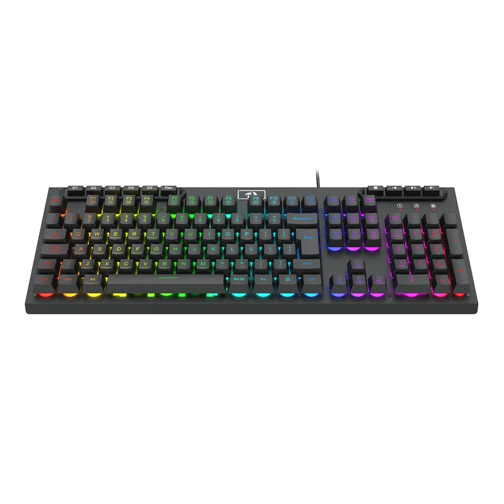 Teclado Gamer Redragon Aditya, RGB, Membrana, Abnt2, Full-size, Preto, K513-RGB Pt Teclado Gamer Redragon Aditya, RGB, Membrana, Abnt2, Full-size, Preto, K513-RGB Pt