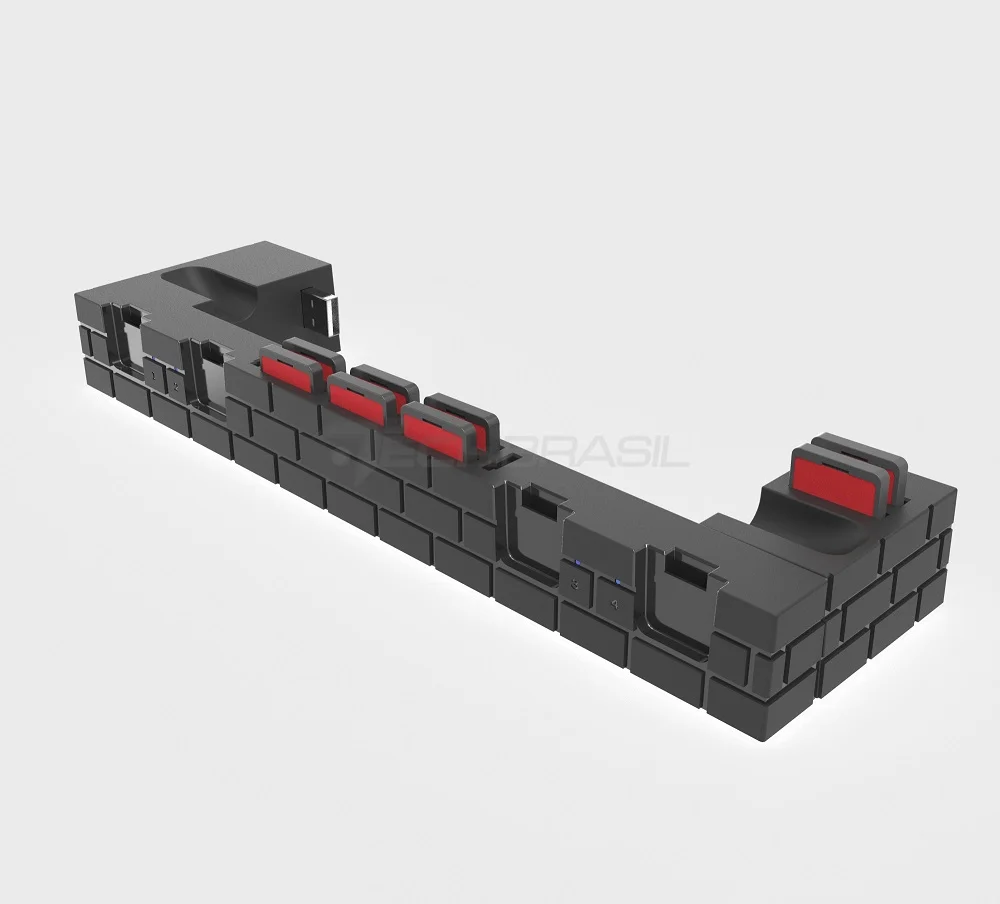 Imagem 5 de 5 do produto Dock Base Estação De Carregamento Para 4 Controle Joy-con De Nintendo Switch Lite OLED - Armazenamento Para 8 Jogos Cinz