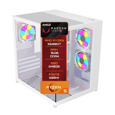PC Gamer Bluepc Amd Ryzen 5 5600gt 16gb Ddr4 SSD 240GB Branco - Fonte 500w