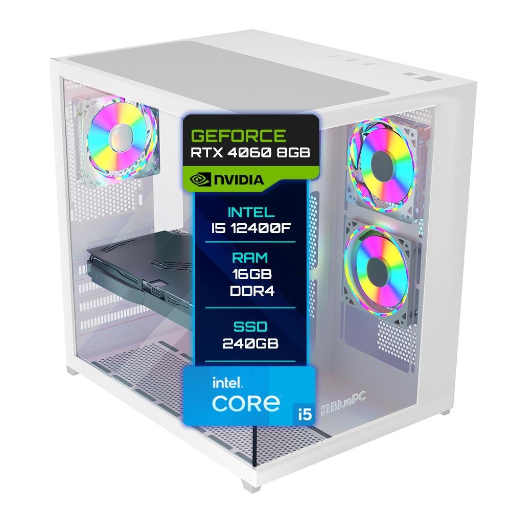 PC Gamer Balão.info Intel I5 12400f 16gb RTX 4060 8GB SSD 240GB Gab Branco - Fonte 650w