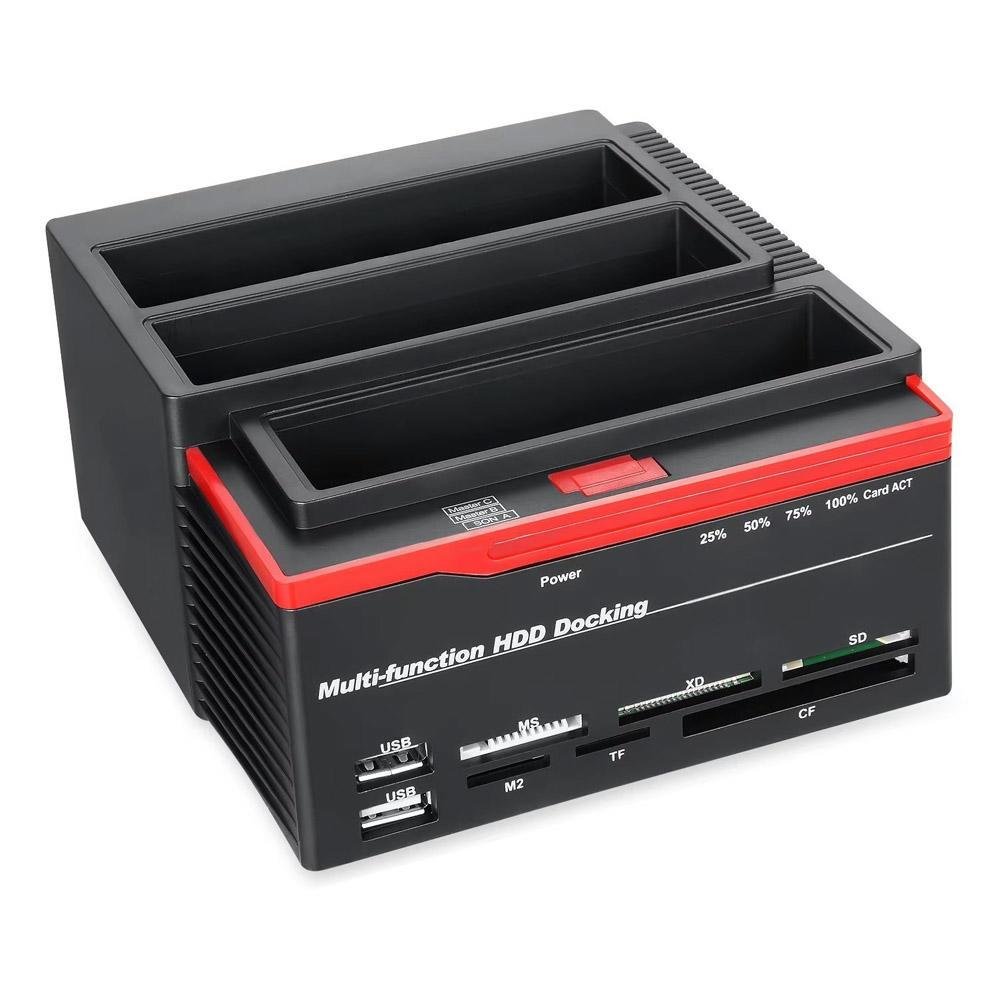 Estação De Ancoragem Usb 3.0 Sata/ide Hdd Com Três Compartimentos Leitor Offline Clone Estação De Ancoragem Usb 3.0 Sata/ide Hdd Com Três Compartimentos Leitor Offline Clone