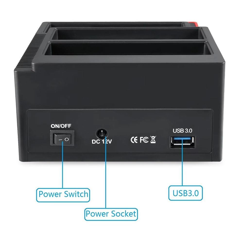 Estação De Ancoragem Usb 3.0 Sata/ide Hdd Com Três Compartimentos Leitor Offline Clone Estação De Ancoragem Usb 3.0 Sata/ide Hdd Com Três Compartimentos Leitor Offline Clone