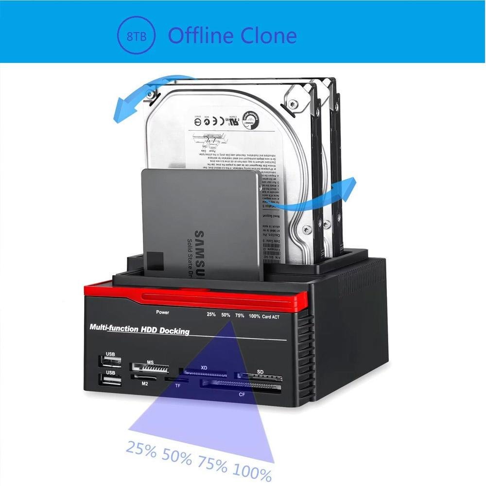 Estação De Ancoragem Usb 3.0 Sata/ide Hdd Com Três Compartimentos Leitor Offline Clone Estação De Ancoragem Usb 3.0 Sata/ide Hdd Com Três Compartimentos Leitor Offline Clone