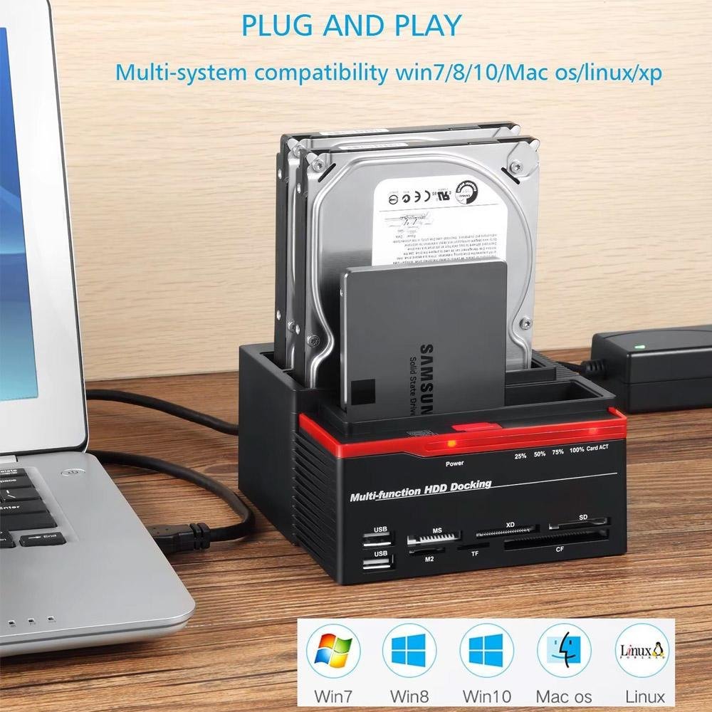 Estação De Ancoragem Usb 3.0 Sata/ide Hdd Com Três Compartimentos Leitor Offline Clone Estação De Ancoragem Usb 3.0 Sata/ide Hdd Com Três Compartimentos Leitor Offline Clone